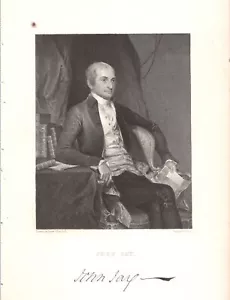 JOHN JAY - PADRE FUNDADOR - American Statesman Original Siglo XIX Grabado - Imagen 1 de 2