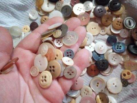 Antique Vintage Large Lot Of Small Buttons Mixed Materials Cover