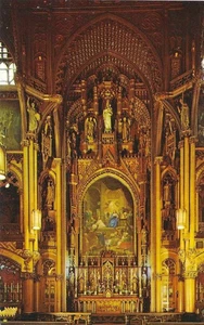 Postal cromada vintage de Canadá Montreal Quebec Capilla del Sagrado Corazón Notre Dame - Imagen 1 de 2