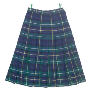 CANDA Womens Pleated Skirt Green Midi Check M - Picture 1 of 6