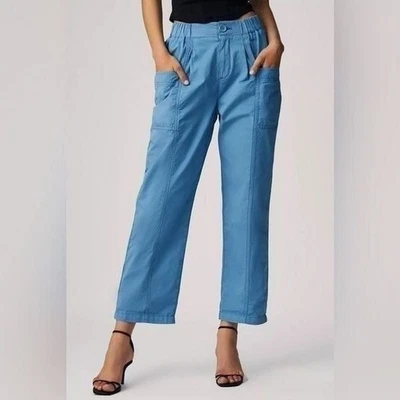 Pilcro Anthropologie Petites Blue Crop Cargo Pants Elastic Waist 27P - Image 1 of 4