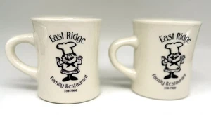 2 Buffalo Porzellan East Ridge Familie Restaurant Geschirr Kaffeetassen Rochester, NY Koch - Bild 1 von 9