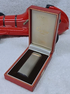 Authentic Vintage Paris Made CARTIER Silver And Gold Plated Lighter - Work Great - Image 1 of 4