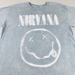 Nirvana Band Concert Smiley T-Shirt L Vintage Rock Y2K Grunge Alternative Cobain - Bild 1 von 5