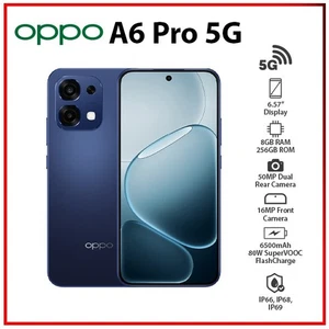 NEW OPPO A6 Pro 5G 8GB+256GB BLUE Unlocked Dual SIM Global Android Mobile Phone - Picture 1 of 6