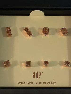 Bomb Party Simply Studs 4x Set  "Forever Charming" Smokey Topaz CZ Rose Gold Pl - Image 1 of 4