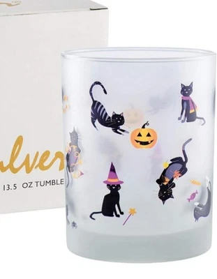 Culver Halloween Cat Themed Frosted Double Old Fashioned Tumbler Glass, 13.5 oz - Image 1 of 4