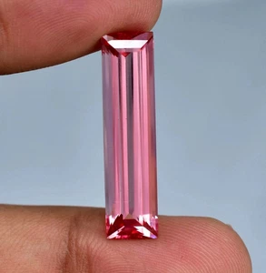 Baguette Shape 21.40 Ct Natural Padparadscha Sapphire Loose Gemstone Certified - Picture 1 of 12