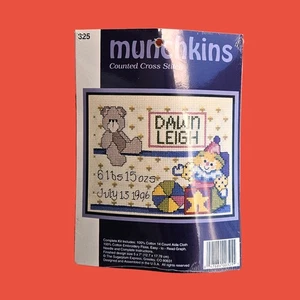 MUNCHKINS COUNTED CROSS STITCH KIT: BABY BIRTH RECORD SL - Picture 1 of 2