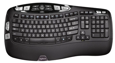 Logitech K350 Wave Ergonomic Keyboard with Unifying Wireless Technology - Black - Image 1 of 4