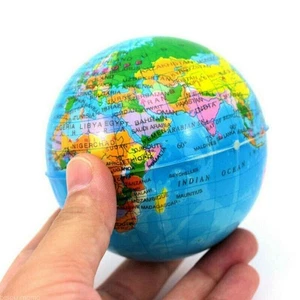Toy Gift MINI World Map Foam Earth Globe Stress Bouncy Ball Geography Kid - Picture 1 of 15