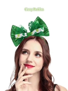 SN-G6-3 St Patricks Day Headband Shamrock Bow Irish Headband - Picture 1 of 6