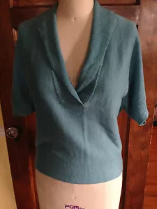 Maglione manica corta Coldwater Creek xs blu verde - Foto 1 di 8