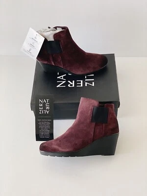 ✨New NATURALIZER Laila Water Resistant Suede Wedge Booties Bordo Womens Size 9M  — 第 1/4 张图片