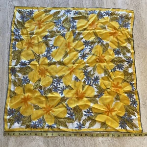 Vera Neumann Vintage quadratischer Schal GELB GOLD GRAU hergestellt in Japan 25”x 25” - Bild 1 von 6