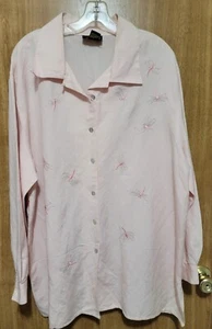 CB Studio by Corey B rosa bestickte Schmetterlinge Bluse Tunika, Plus 1X, neu ohne Etikett - Bild 1 von 6