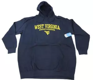 New West Virginia Mountaineers Mens Size 2XL-Tall Navy Majestic Hoodie - Picture 1 of 6