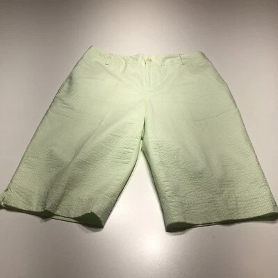 Bermudas Seersucker verdes blancas a rayas de American Living para mujer forradas talla 4 Foto 1 de 4