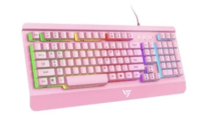 VicTsing Ergonomic RGB Backlighting Metallic METAL Gaming Keyboard for PC Gamer - Picture 1 of 4