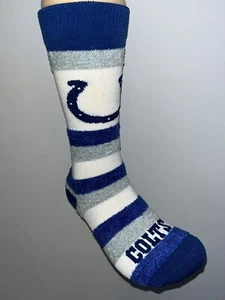 INDIANAPOLIS COLTS NFL FOOTBALL PRO STRIPE WOMENS SOFT FUZZY CREW SOCKS Q - Picture 1 of 2