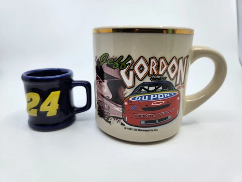 Jeff Gordon Coffee Mug DuPont 1997 JG Motorsports Mini Coffee Mug Shot Glass Cover