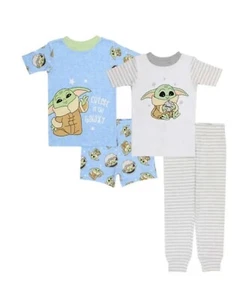 Star Wars Mandalorian Glow in the Dark 4-Piece Cotton Pajama Set Size 5 - Picture 1 of 5