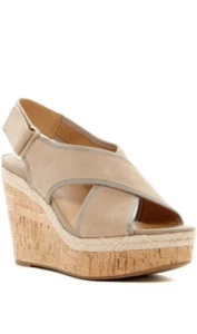 Franco Sarto Womens Tan Slip On Open Toe Cork Wedge Platform Sandals Sz 9.5 NIB - Picture 1 of 4