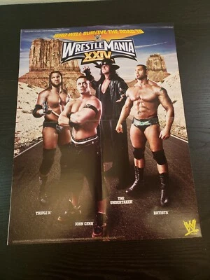 Póster de la revista WWE WrestleMania 24, Undertaker, John Cena, Triple H, Batista  Foto 1 de 3