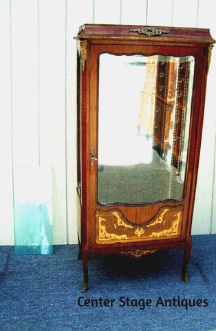 62143 French Bronze Mounted Satinwood Vitrine Curio Cabinet Cover