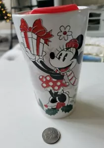 Disney Minnie Mouse Feliz Navidad Noel Viaje Vaso Taza Tapa RScuadrado - Imagen 1 de 11