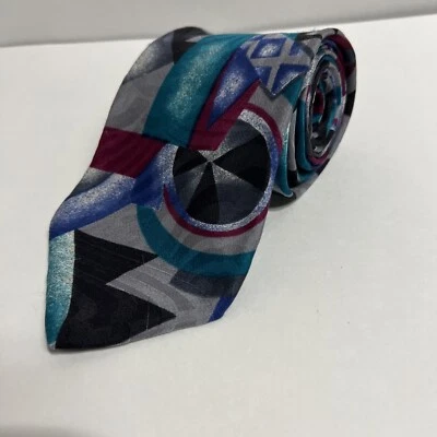 Corbata Linea Moda 100 % seda abstracta multicolor multicolor Foto 1 de 3