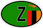 Sticker oval flag vinyl country code  Z zambia
