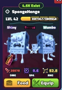 SPONGEBOB TOWER DEFENSE | SBTD | SF SHINY WUMBO SPONGEHENGE 5 STAR ⭐️ ROBLOX - Picture 1 of 1