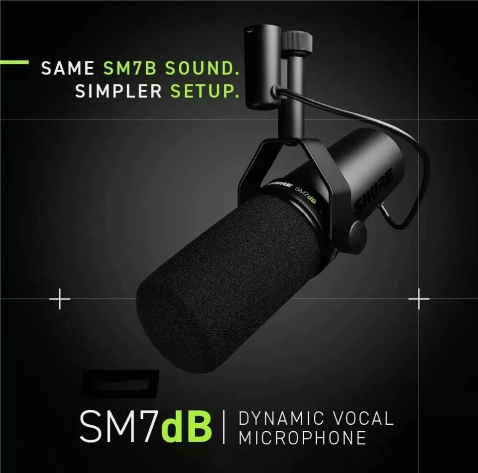 SHURE NEW SM7dB Dynamic Microphone Built In Preamp Streaming Podcast Recording
