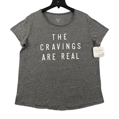Isabel Maternity T Shirt Womens XXL White The Cravings Are Real Graphic Tee NEW - Image 1 of 4