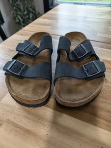 Arizona Birkenstock Leather Slide Sandal Gray Size 42 M 9 - 9.5, Women's 11 - 12 - Picture 1 of 11