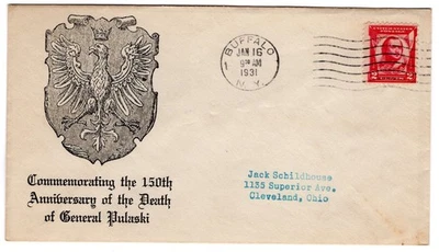#690 Pulaski 1931 FDC - Planty #15 Buffalo NY - Image 1 of 2