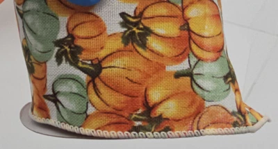 Fall Harvest Halloween Orange Pumpkin Wired Ribbon Lot of 18 Spool Mixed Variety - Image 1 of 4