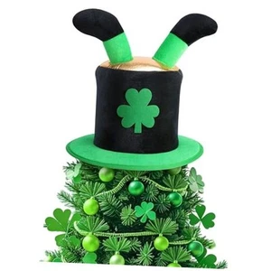St. Patrick Day Tree Topper Hat, St. Patrick's Elf Legs Velvet Hat Tree - Picture 1 of 7