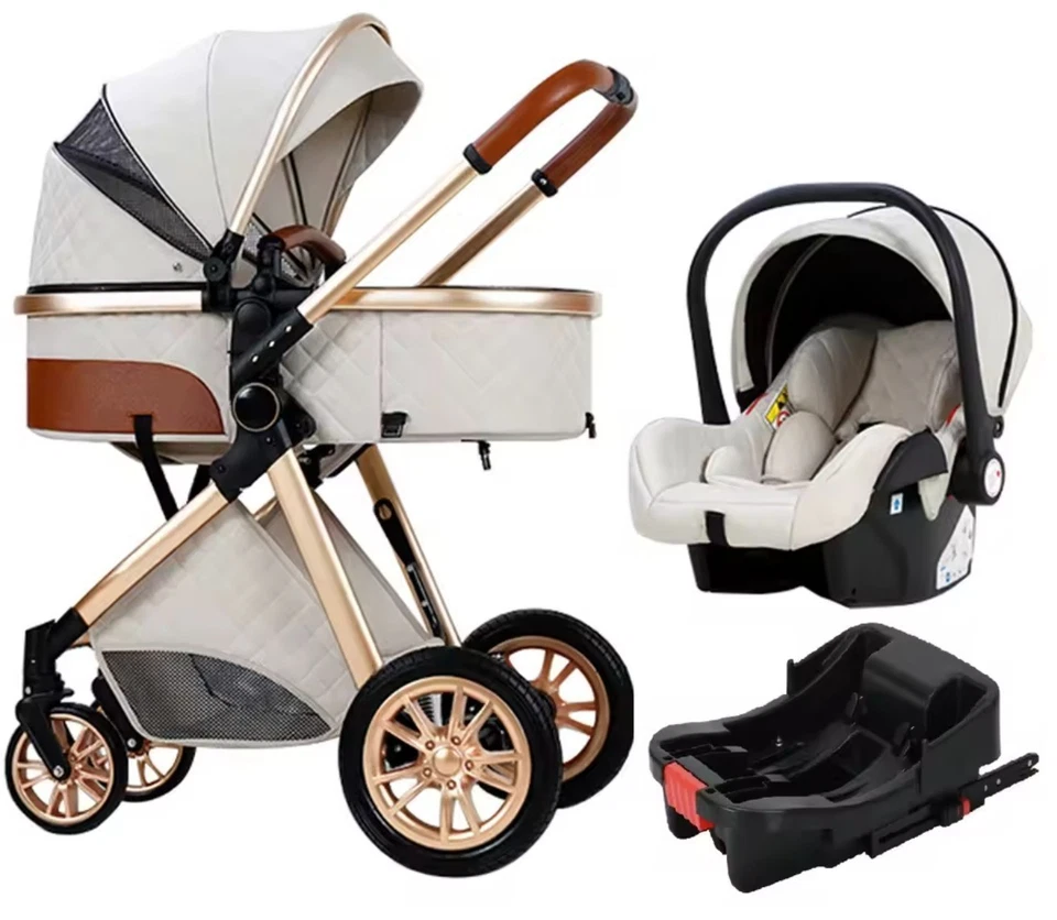 Sistema de viaje para cochecito de bebé 3 en 1 con base ISOFIX | blanco ligero para recién nacido Foto 1 de 4