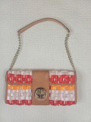 Mini Bolso de Hombro Pequeño Kate Spade New York Mujer Rayas Blanco Rosa Borgoña Foto 1 de 4