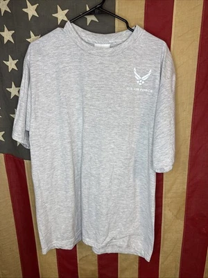 Large - USAF Air Force Military Fitness PT T-Shirt Grey Silver Reflective B834 - Image 1 of 4