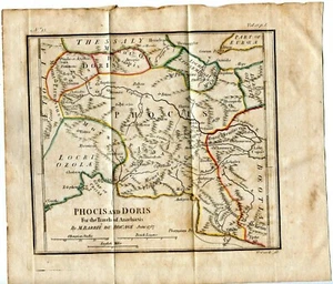  MAPA PHOCIS DORIS TESALIA 1787 BARBIE DU BOCAGE VIAJES DE ANACHARSIS GRECIA - Imagen 1 de 1