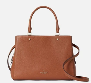 New Kate Spade Leila Medium Triple Compartment Satchel Leather Warm Gingerbread - Picture 1 of 3