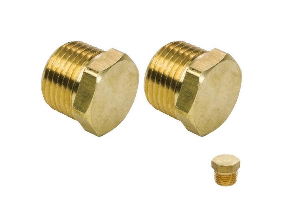 NEWMATICS 1/4" NPT Male Brass Hex Head Plug - 2 pack