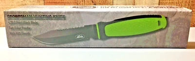 SPORTSMAN HUNTING KNIFE, 9 1/2" dagger, glass breaker, ABS Sheath, Green & Black - Image 1 of 4