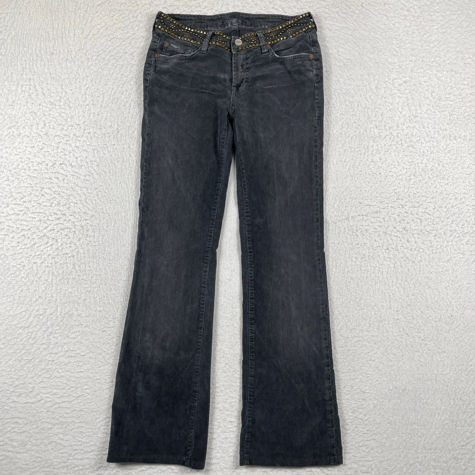 7 For All Mankind Pants Womens 25 Gray Corduroy Studded Waist Flared Ladies Pant - Image 1 of 4