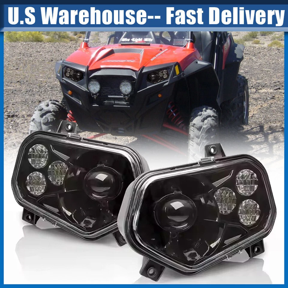 LED Headlights for Polaris RZR 570 800 900/RZR 4 800 2011-2014/Ranger 2012-2013 - Image 1 of 4