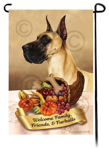 Thanksgiving Garden Flag - Cropped Fawn Great Dane 067F - Picture 1 of 1