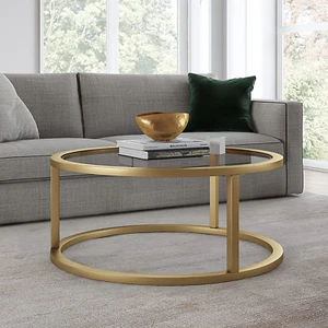 Parker 35'' Wide round Coffee Table in Brass - Picture 1 of 10
